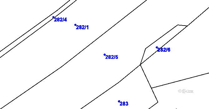 Parcela st. 282/5 v KÚ Újezd u Přelouče, Katastrální mapa