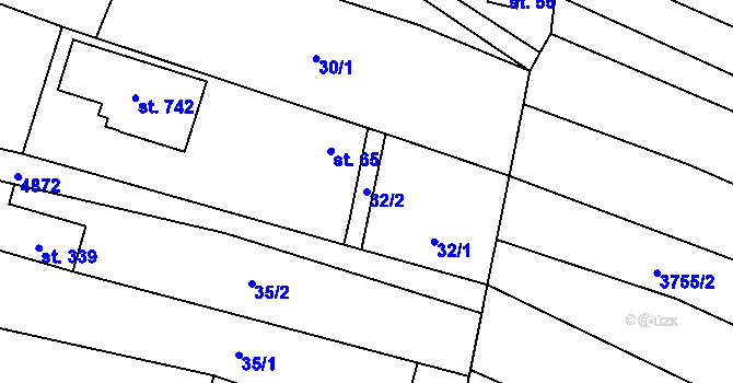 Parcela st. 32/2 v KÚ Újezd u Valašských Klobouk, Katastrální mapa