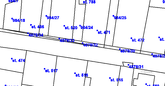 Parcela st. 4878/32 v KÚ Újezd u Valašských Klobouk, Katastrální mapa
