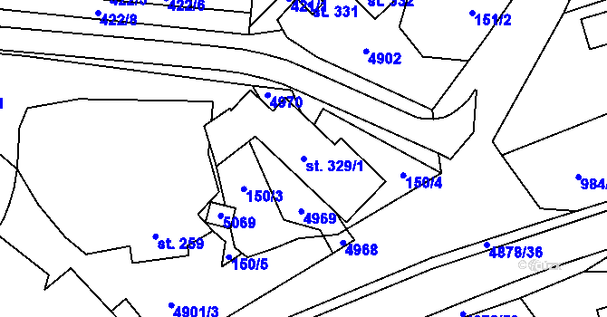 Parcela st. 329/1 v KÚ Újezd u Valašských Klobouk, Katastrální mapa