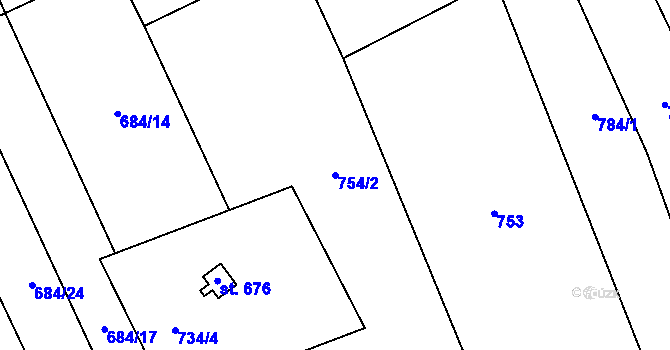 Parcela st. 754/2 v KÚ Újezd u Valašských Klobouk, Katastrální mapa