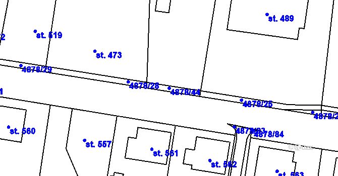 Parcela st. 4878/44 v KÚ Újezd u Valašských Klobouk, Katastrální mapa