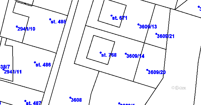 Parcela st. 768 v KÚ Újezd u Valašských Klobouk, Katastrální mapa