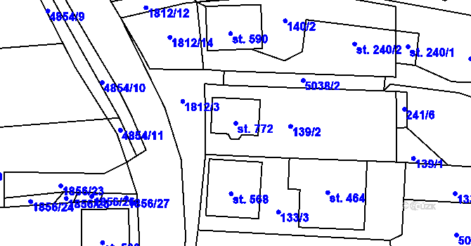 Parcela st. 772 v KÚ Újezd u Valašských Klobouk, Katastrální mapa