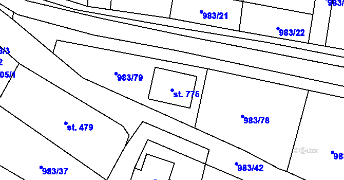 Parcela st. 775 v KÚ Újezd u Valašských Klobouk, Katastrální mapa