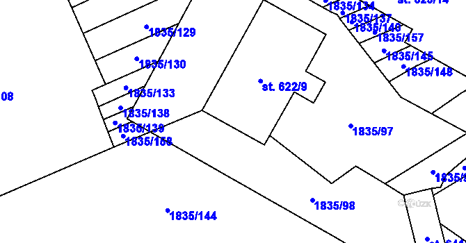 Parcela st. 622/10 v KÚ Újezd u Valašských Klobouk, Katastrální mapa