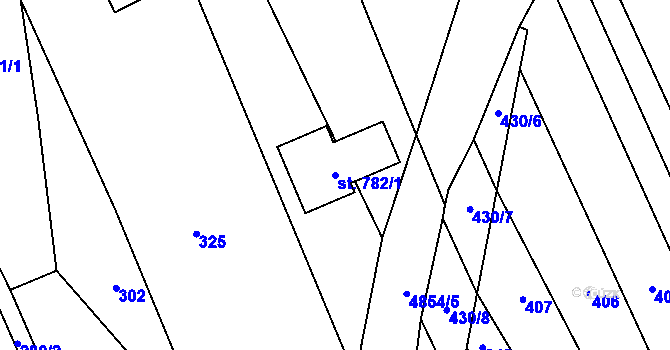 Parcela st. 782/1 v KÚ Újezd u Valašských Klobouk, Katastrální mapa
