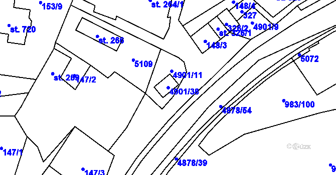 Parcela st. 4901/38 v KÚ Újezd u Valašských Klobouk, Katastrální mapa