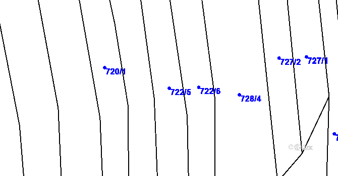 Parcela st. 722/5 v KÚ Újezd u Valašských Klobouk, Katastrální mapa