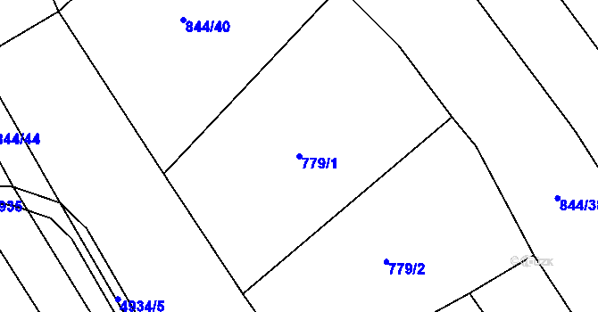 Parcela st. 779/1 v KÚ Újezd u Valašských Klobouk, Katastrální mapa