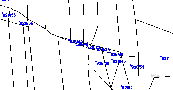 Parcela st. 928/42 v KÚ Újezd u Valašských Klobouk, Katastrální mapa