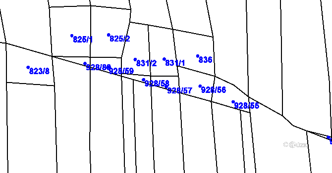 Parcela st. 928/57 v KÚ Újezd u Valašských Klobouk, Katastrální mapa