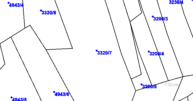 Parcela st. 3320/7 v KÚ Újezd u Valašských Klobouk, Katastrální mapa