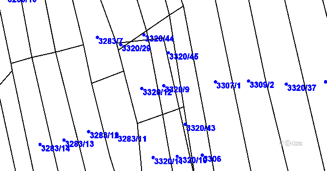 Parcela st. 3320/9 v KÚ Újezd u Valašských Klobouk, Katastrální mapa