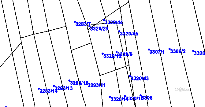 Parcela st. 3320/12 v KÚ Újezd u Valašských Klobouk, Katastrální mapa