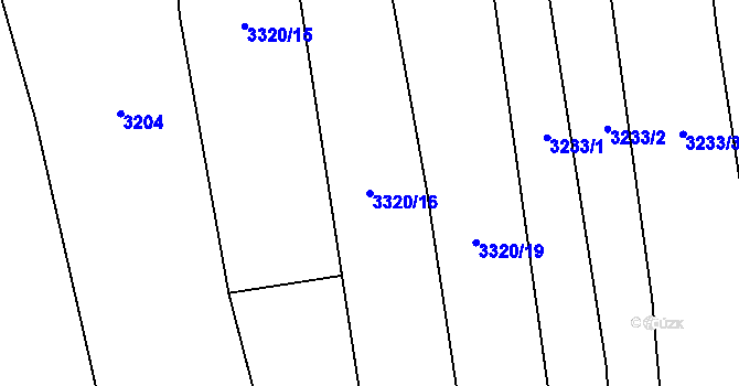 Parcela st. 3320/16 v KÚ Újezd u Valašských Klobouk, Katastrální mapa