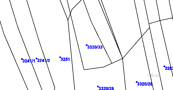 Parcela st. 3320/33 v KÚ Újezd u Valašských Klobouk, Katastrální mapa