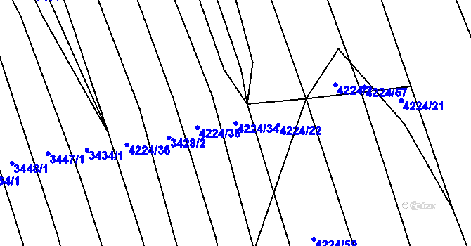 Parcela st. 4224/34 v KÚ Újezd u Valašských Klobouk, Katastrální mapa