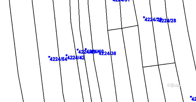 Parcela st. 4224/38 v KÚ Újezd u Valašských Klobouk, Katastrální mapa