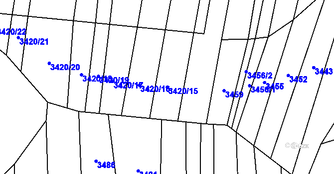 Parcela st. 3420/15 v KÚ Újezd u Valašských Klobouk, Katastrální mapa