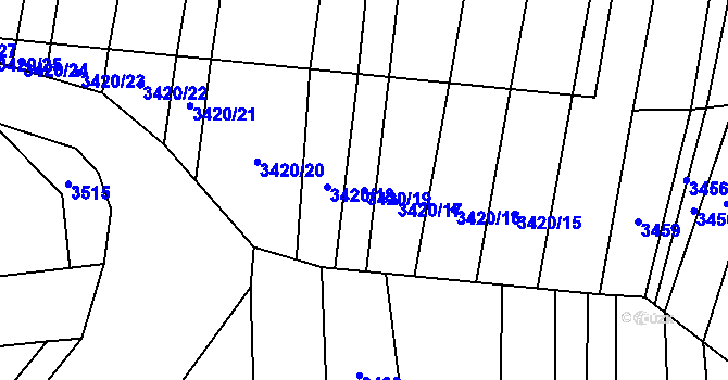 Parcela st. 3420/19 v KÚ Újezd u Valašských Klobouk, Katastrální mapa