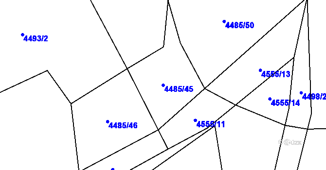 Parcela st. 4485/45 v KÚ Újezd u Valašských Klobouk, Katastrální mapa