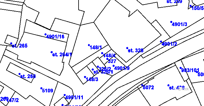 Parcela st. 148/4 v KÚ Újezd u Valašských Klobouk, Katastrální mapa
