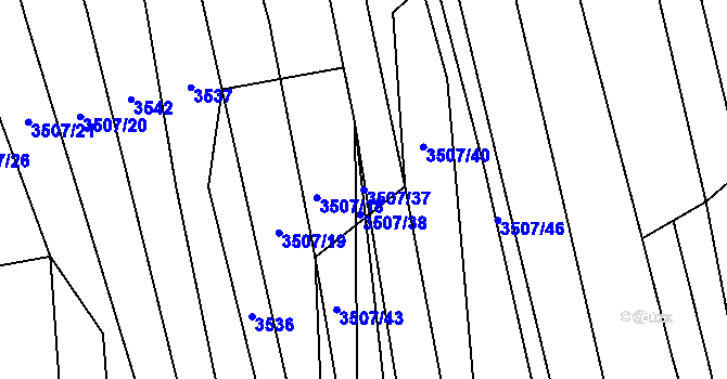 Parcela st. 3507/37 v KÚ Újezd u Valašských Klobouk, Katastrální mapa