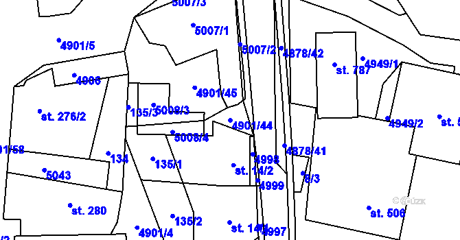 Parcela st. 4901/44 v KÚ Újezd u Valašských Klobouk, Katastrální mapa