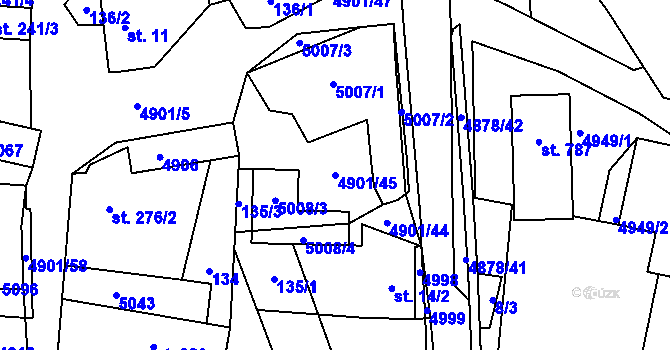 Parcela st. 4901/45 v KÚ Újezd u Valašských Klobouk, Katastrální mapa