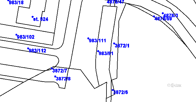 Parcela st. 983/91 v KÚ Újezd u Valašských Klobouk, Katastrální mapa