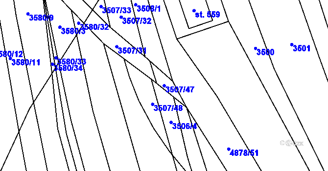 Parcela st. 3507/47 v KÚ Újezd u Valašských Klobouk, Katastrální mapa