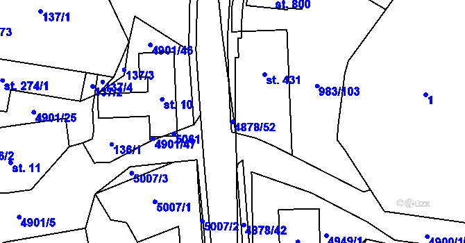Parcela st. 4878/52 v KÚ Újezd u Valašských Klobouk, Katastrální mapa