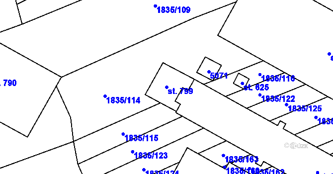 Parcela st. 799 v KÚ Újezd u Valašských Klobouk, Katastrální mapa