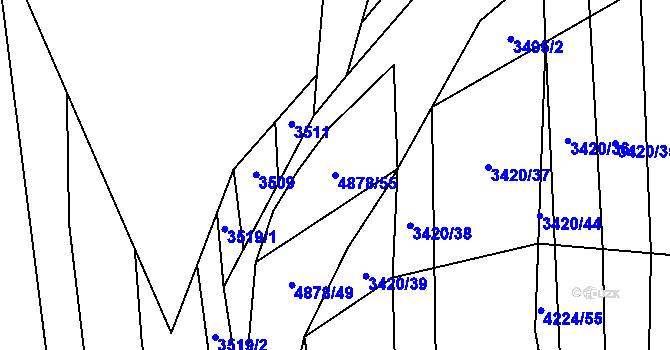 Parcela st. 4878/55 v KÚ Újezd u Valašských Klobouk, Katastrální mapa