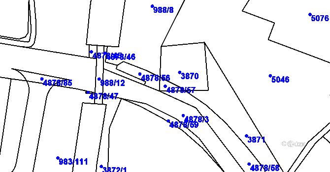 Parcela st. 4878/57 v KÚ Újezd u Valašských Klobouk, Katastrální mapa