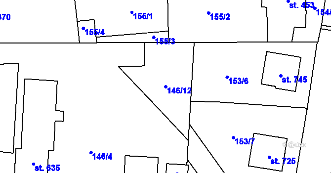 Parcela st. 146/12 v KÚ Újezd u Valašských Klobouk, Katastrální mapa