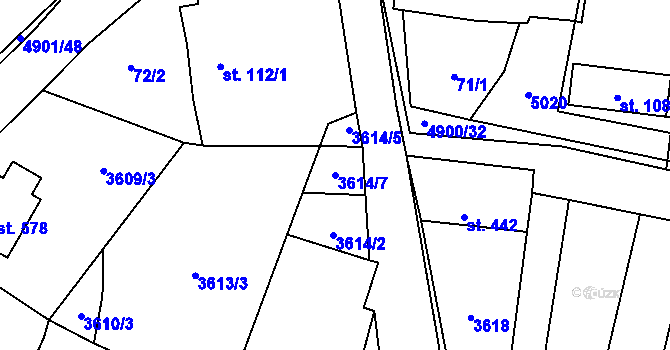 Parcela st. 3614/7 v KÚ Újezd u Valašských Klobouk, Katastrální mapa