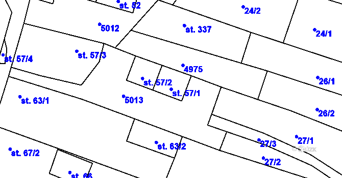 Parcela st. 57/1 v KÚ Újezd u Valašských Klobouk, Katastrální mapa