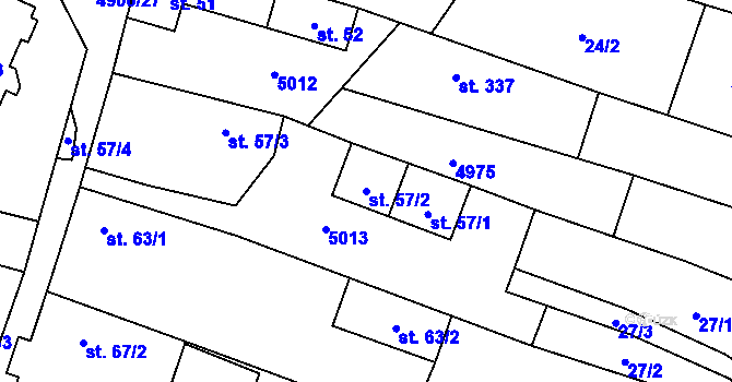 Parcela st. 57/2 v KÚ Újezd u Valašských Klobouk, Katastrální mapa