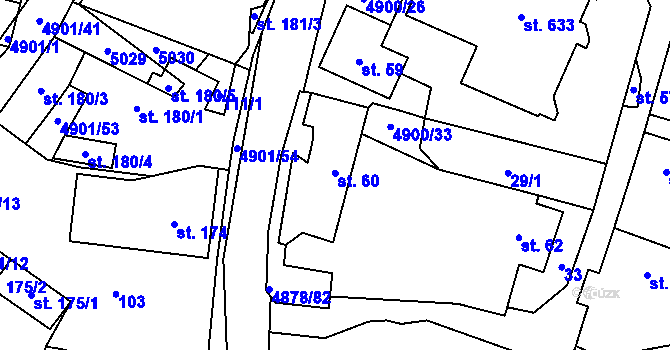 Parcela st. 60 v KÚ Újezd u Valašských Klobouk, Katastrální mapa