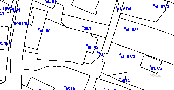 Parcela st. 62 v KÚ Újezd u Valašských Klobouk, Katastrální mapa