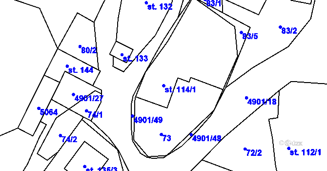 Parcela st. 114/1 v KÚ Újezd u Valašských Klobouk, Katastrální mapa
