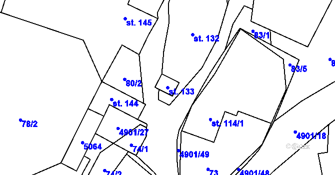 Parcela st. 133 v KÚ Újezd u Valašských Klobouk, Katastrální mapa