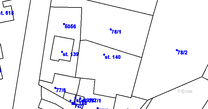 Parcela st. 140 v KÚ Újezd u Valašských Klobouk, Katastrální mapa