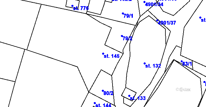 Parcela st. 145 v KÚ Újezd u Valašských Klobouk, Katastrální mapa