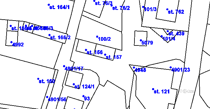 Parcela st. 157 v KÚ Újezd u Valašských Klobouk, Katastrální mapa
