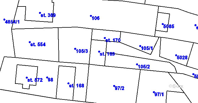 Parcela st. 169 v KÚ Újezd u Valašských Klobouk, Katastrální mapa