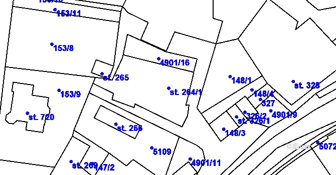 Parcela st. 264 v KÚ Újezd u Valašských Klobouk, Katastrální mapa