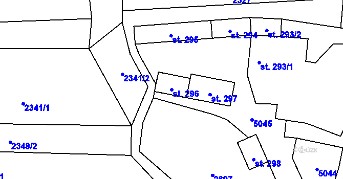 Parcela st. 296 v KÚ Újezd u Valašských Klobouk, Katastrální mapa